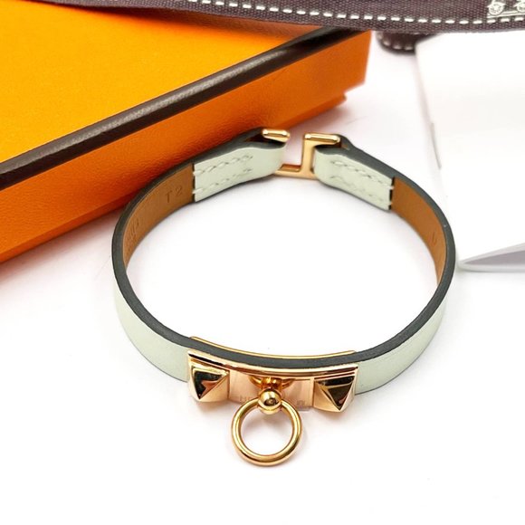 Hermes Brand New Rose Gold Rivale Mini Vert Fizz Mint Bracelet - Picture 2 of 3